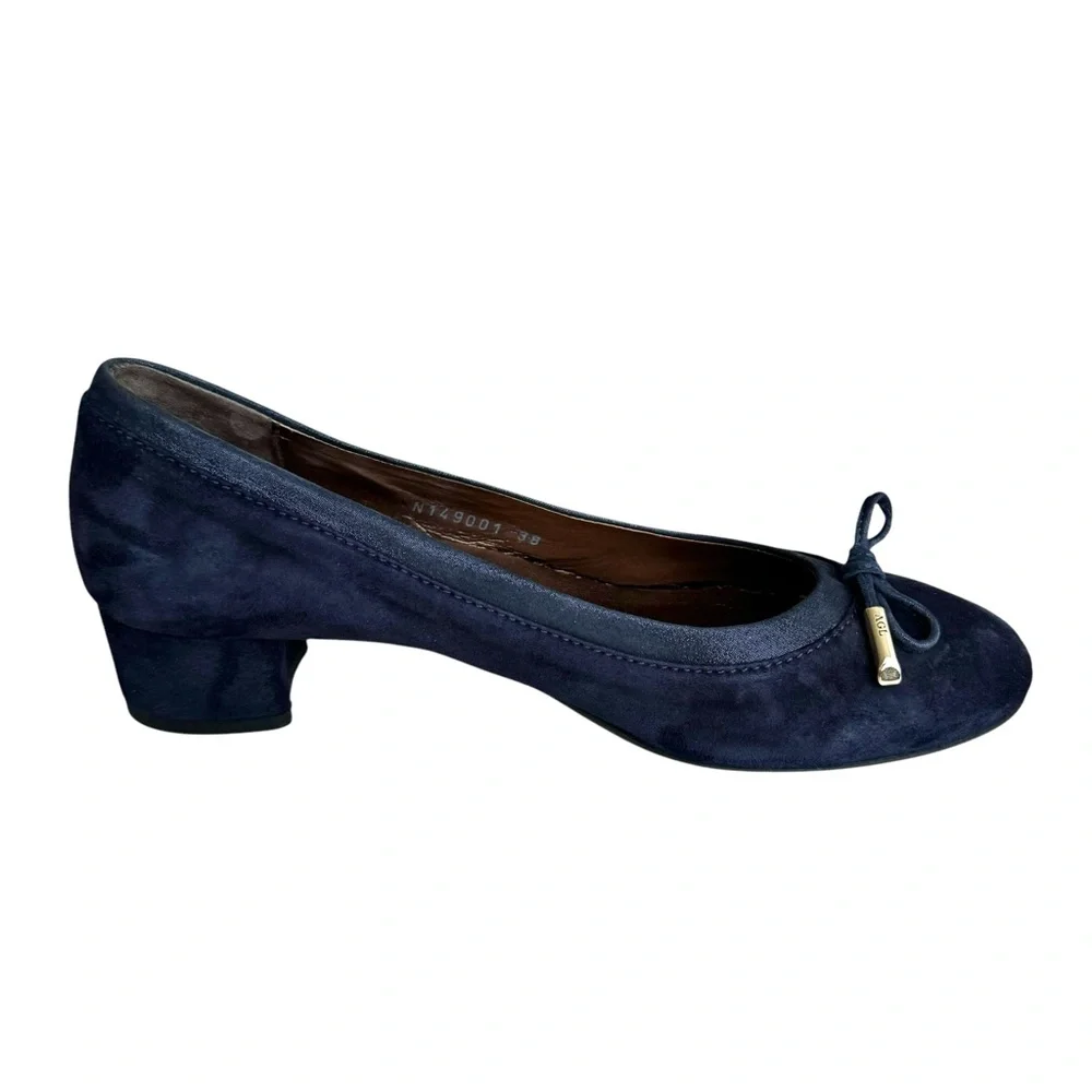 AGL Suede Shoes Navy Chunky Heel